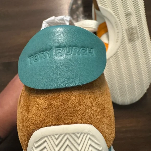 Tory Burch - Hank New Ivory / Orange Citrine / Bright Lago Low Top Sneakers - Picture 7 of 8